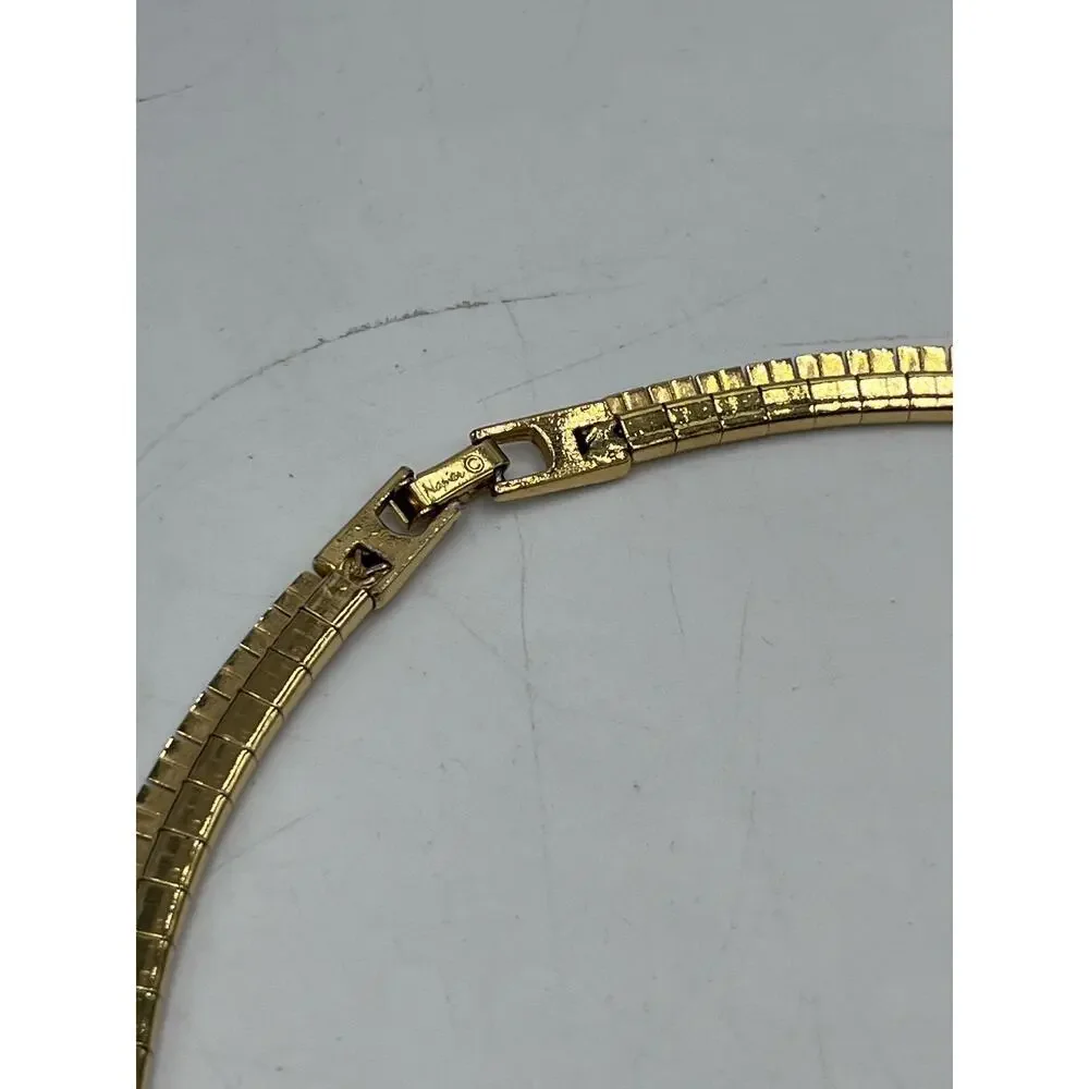 Napier Choker Gold Tone Egyptian Revival Tailored Signed VTG 80s Collar Necklace
